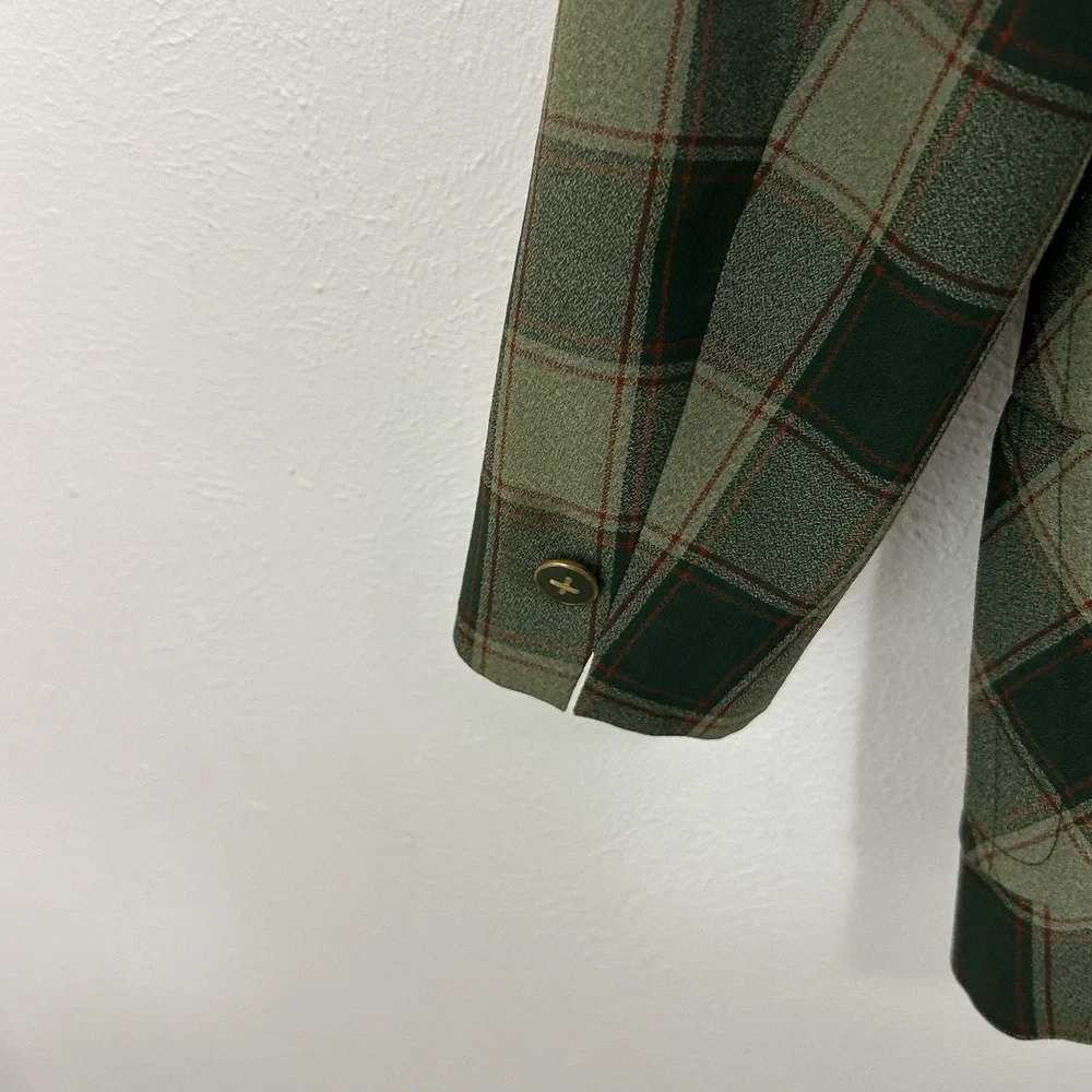 VTG John Keith Blazer Jacket Sport Coat Green Plaid Retro 70s Old Money Sz 42 R